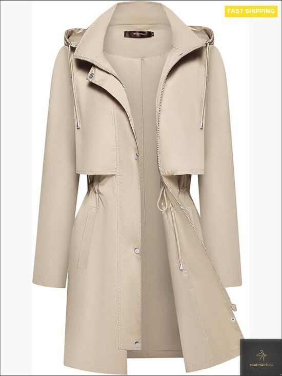 Jackets & Blazers - Lightweight Waterproof Trench Coat Rain Jacket Packable Windbreaker Chic Classic